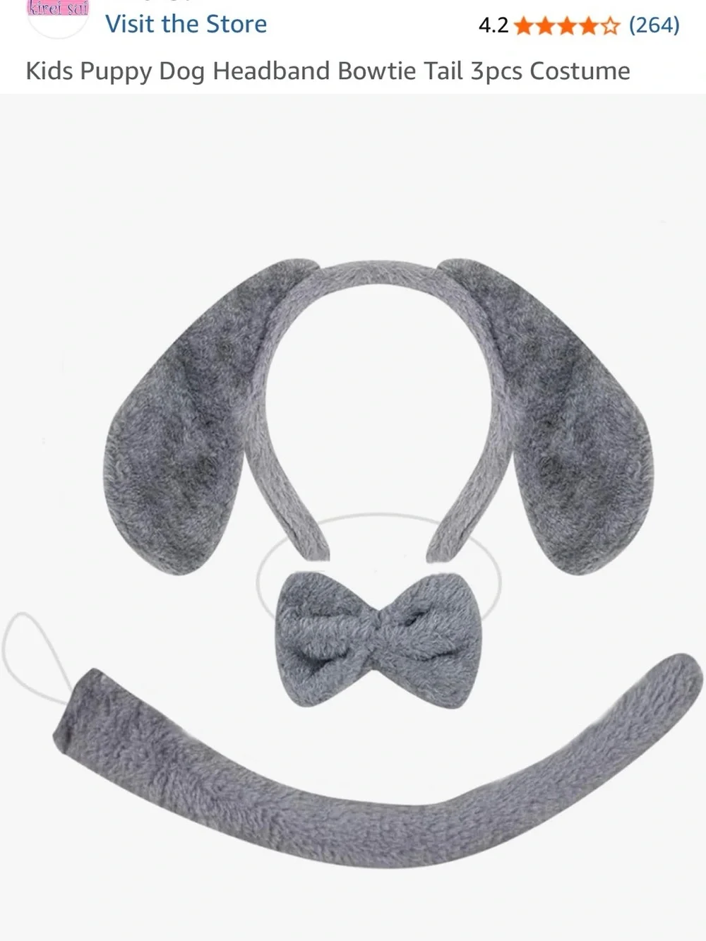 Gray Bunny Tutu Costume Set with Plush Ears and Tail - Kids Halloween